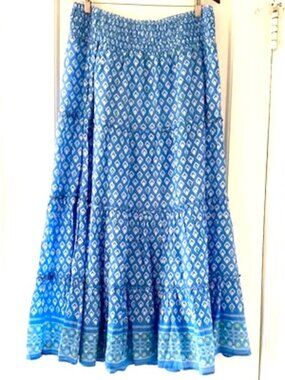 Rhea Cotton Tiered Skirt Moroccan Print